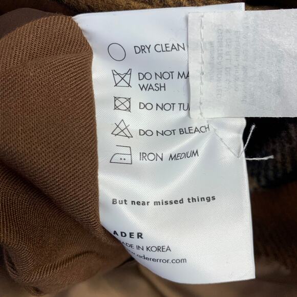 ADER ERROR Size M Brown Plaid Wool Blend One Pocket Cropped Jacket - Picture 9 of 9